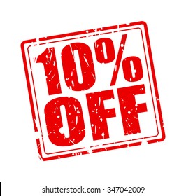 10% OFF red stamp text on white