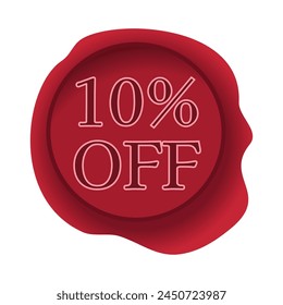 10% off. Red wax seal.