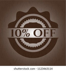 10% Off retro style wooden emblem
