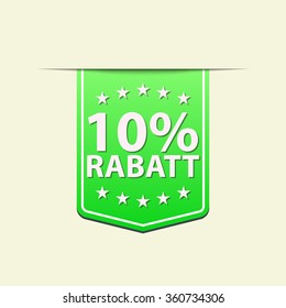 10% Off ribbon label. Red  color . German text. Vector illustration.