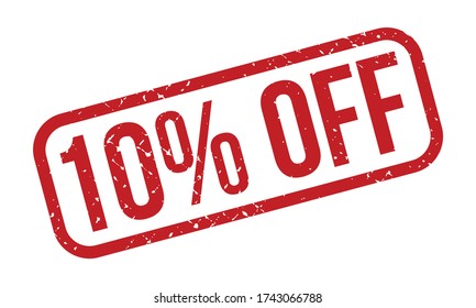 10% Off Rubber Stamp. Red 10% Off Rubber Grunge Stamp Seal Vector Illustration - Vector