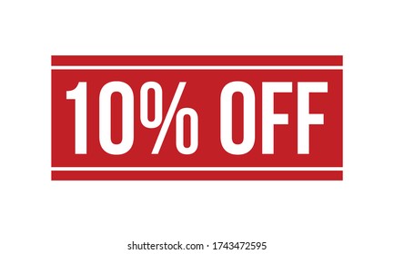 10% de descuento en el sello de caucho. Ilustración del vector de sellos de goma rojo 10% fuera de la goma - Vector
