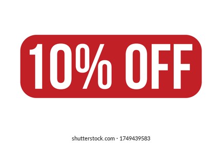 10% de descuento en el sello de caucho. Ilustración del vector de sellos de goma rojo 10% fuera de la goma - Vector