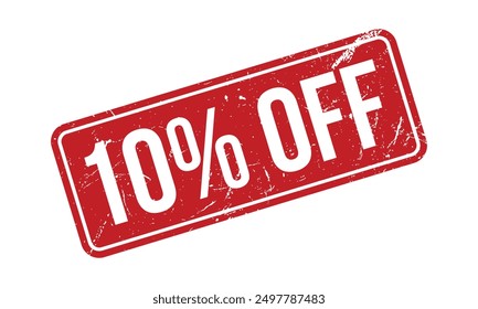 10% Off Rubber Stamp. Red 10% Off Rubber Grunge Stamp Seal Vector Illustration - Vector