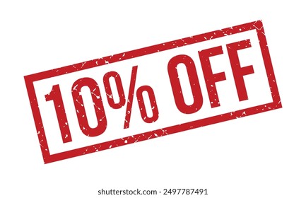 10% De Descuento En Sello De Goma. Rojo 10% de descuento Ilustración vectorial de sello de goma Grunge - Vector