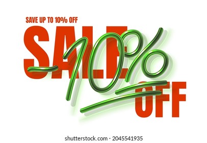 Up To 10 off sale banner, promotion flyer, marketing label. Vector illustration