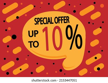 10% off. Sale banner template design. Sale special offer in red and orange.