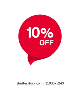 10% OFF Sale Discount Banner. Discount offer price tag. Special offer sale red label. Vector Modern Sticker Illustration. Isolated Background