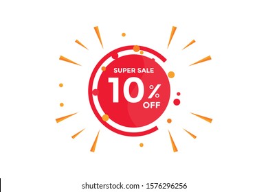 10% OFF Sale Discount Banner. Discount offer price tag. Special offer sale red label. Vector Modern Sticker Illustration. Isolated Background