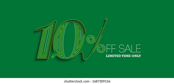 10% OFF Sale Discount Banner. Discount offer price tag.  Vector Modern Sticker Illustration.