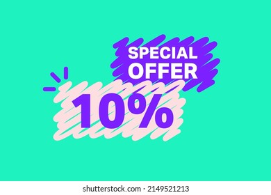 10% OFF Sale Discount banner shape template. Super Sale 10 percent Special offer badge end of the season sale coupon bubble icon. Modern concept design. Discount offer price tag vector illustration.