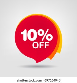 10% OFF Sale Discount Banner. Discount offer price tag. Special offer sale red label. Vector Modern Sticker Illustration. Isolated Background - Shutterstock ID 697164943