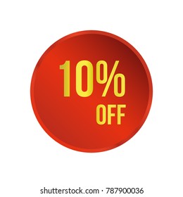 10% OFF Sale Discount Banner. Discount offer price tag. Special offer sale red label. Vector Modern Sticker Illustration. Isolated Background.holiday