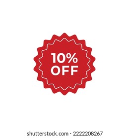 10% off sale label symbol promotion flat icon, Sale tag vector badge template, clearance sale sticker emblem, bargain sale red sign modern design isolated on white background