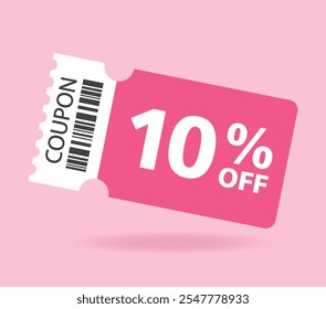 10% fora venda cupom rosa. 10% de ilustração de promoção. Etiqueta, faixa de venda com cupom de desconto. Sexta-feira Negra.