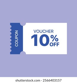 10% off Sale Voucher Coupon. Ten percent promotion illustration. Tag label, sale banner with discount coupon. Pink Vector gift voucher.