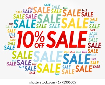 10% OFF Sale word cloud collage, business concept background