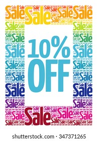 10% OFF Sale words cloud, business concept background