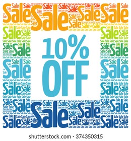 10% OFF Sale words cloud, business concept background