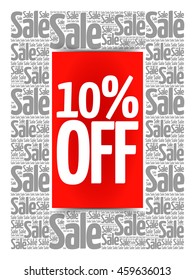 10% OFF Sale words cloud, business concept background