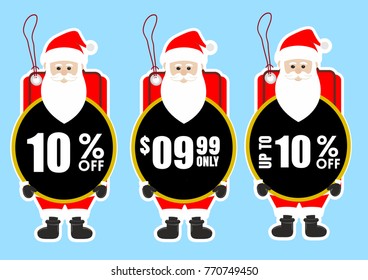 10% off,  santa discount label and design price tag
