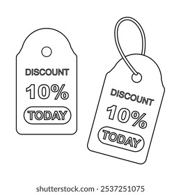 10% off sign, 10 percent Discount special offer illustration, line style editable label with 10% off. Retail promotions, discount events and marketing, big sale offer. Icon vector illustration