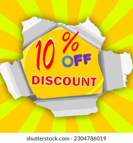 10% OFF Special Offer Marketing Announcement. Discount promotion.50% Discount Special Offer Conceptual Yellow Banner Design Template.