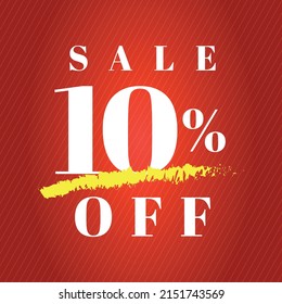 10% off tag ten percent discount sale white letter red gradient background