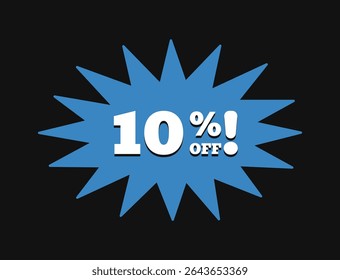10% DE DESCONTO. 10% de desconto. Sinal de preço de oferta de desconto. Tipografia no estilo moderno retro dos anos 90. Ilustração vetorial.