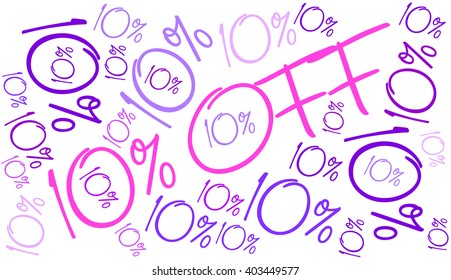 10% Off - Ten Percent Off word cloud on a white background. 
