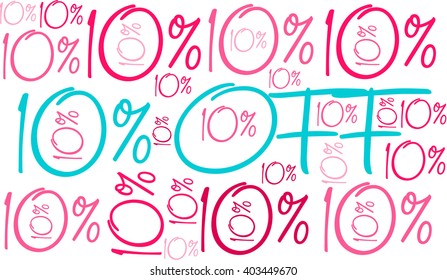 10% Off - Ten Percent Off word cloud on a white background. 