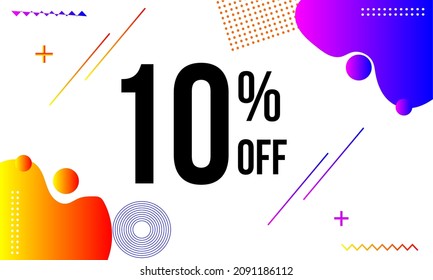 10% off vector banner. Super Sale 10% banner. Smooth gradient texture abstract vector background. Applicable for poster, advertisement, brochure, business, invitation, festival and covers. EPS 10