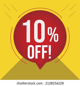 10% off vector illustration promotions with yellow background and a red circle