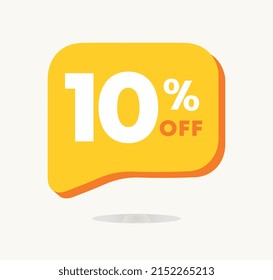 10% de descuento. Ilustración vectorial de la etiqueta de la oferta especial para ventas. Etiqueta de descuento para campaña publicitaria para tiendas, tiendas, marketing, anuncio comercial.