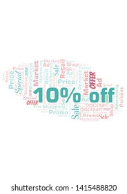 10% Off word cloud. Wordcloud made with text only.