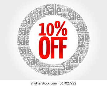 10% OFF words cloud, business concept background