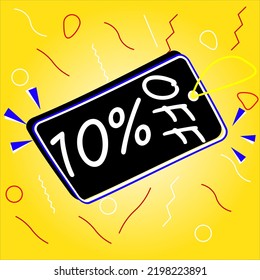 10% off, yellow background, offer