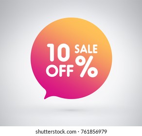 10% offer label sticker, sale discount price tag. Vector illustration tag, label design with colorful gradient or color transition for your trendy design discount campaign promotion in any occasional.