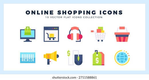 10 Paquete de iconos de aprendizaje en línea. Ilustración vectorial.