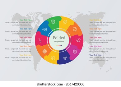 10 Opciones Circle Infografías plegadas Plantilla de PowerPoint