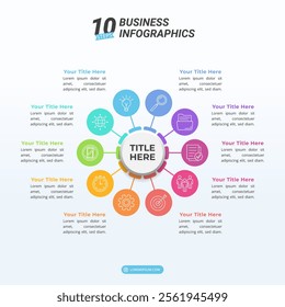 10 Options Diagram Infographic on a 1:1 Layout for Business Presentation, Poster, Banner and Booklet.