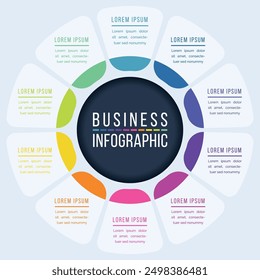 10 Opciones Infografía de diseño de círculos 10 pasos, objetos, Elementos u opciones información de negocios infografía Plantilla