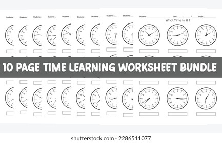  10 page Time clock's Learning Worksheet KDP interior designs