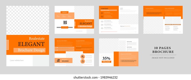 10 páginas plantilla brochureflyer.10 páginas Folleto comercial creativo con diseño abstracto moderno. Utilícelo presentaciones empresariales y vector de diseño multipropósito. Pasos 10