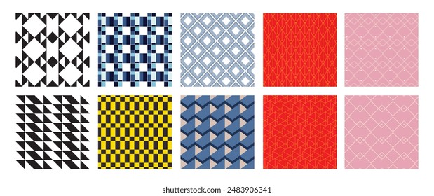 10 Pattern geometric designs bundle.
