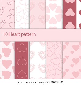 10 pattern with hearts. Valentines Day background. Stylish repeating print