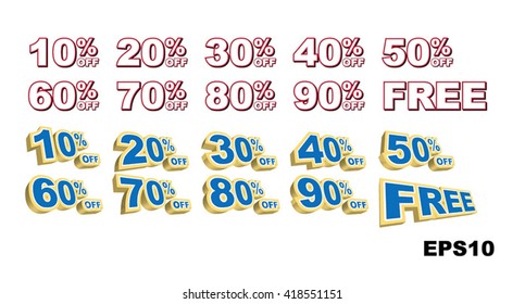 10 percent to 90 percent sets in a vector format.