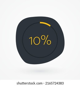 10 %-Diagramm. Vektor-Prozentanteil Infografik Element. Grau-Gelb-Symbol einzeln. Registrieren Sie sich für Download, Fortschritt, Geschäftsdaten, Finanzdaten, Webdesign