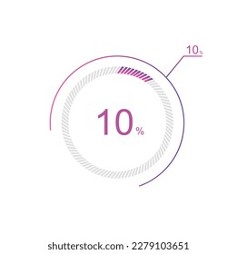 10% percent circle chart symbol. 10 percentage Icons for business, finance, report, downloading.