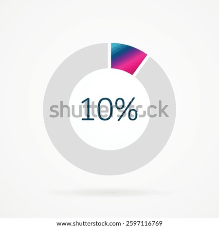 10 percent circle pie chart, isolated symbol. Vector gradient element. Infographic sign. Illustration, icon for business, finance, report, web design, downloading